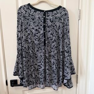 Investments Black and White Paisley Blouse
